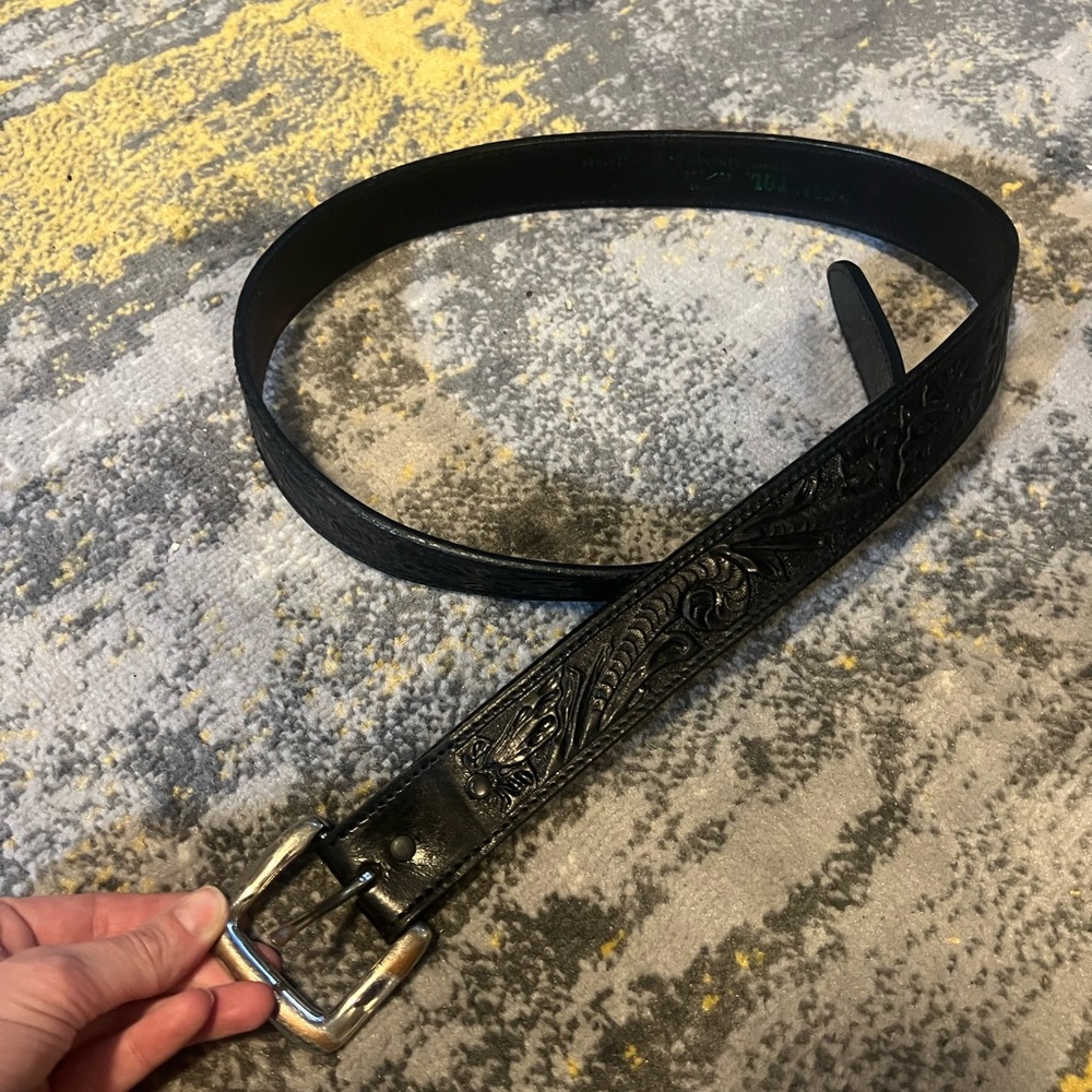Resistol Elegant Black Embossed Western Leather Belt